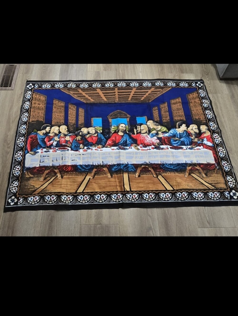 The Last Supper Tapestry 38" L 57" W Handwoven Vintage Turkish Wall Hang